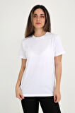 Rubadi Kadın Beyaz T-shirt. Bisiklet Yaka, Basic Model, Regular Fit (normal Kalıp)